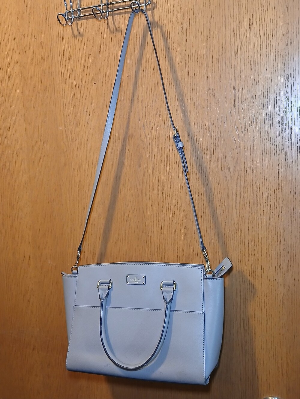Kate Spade New York Gray Structured Satchel Tote Crossbody Bag